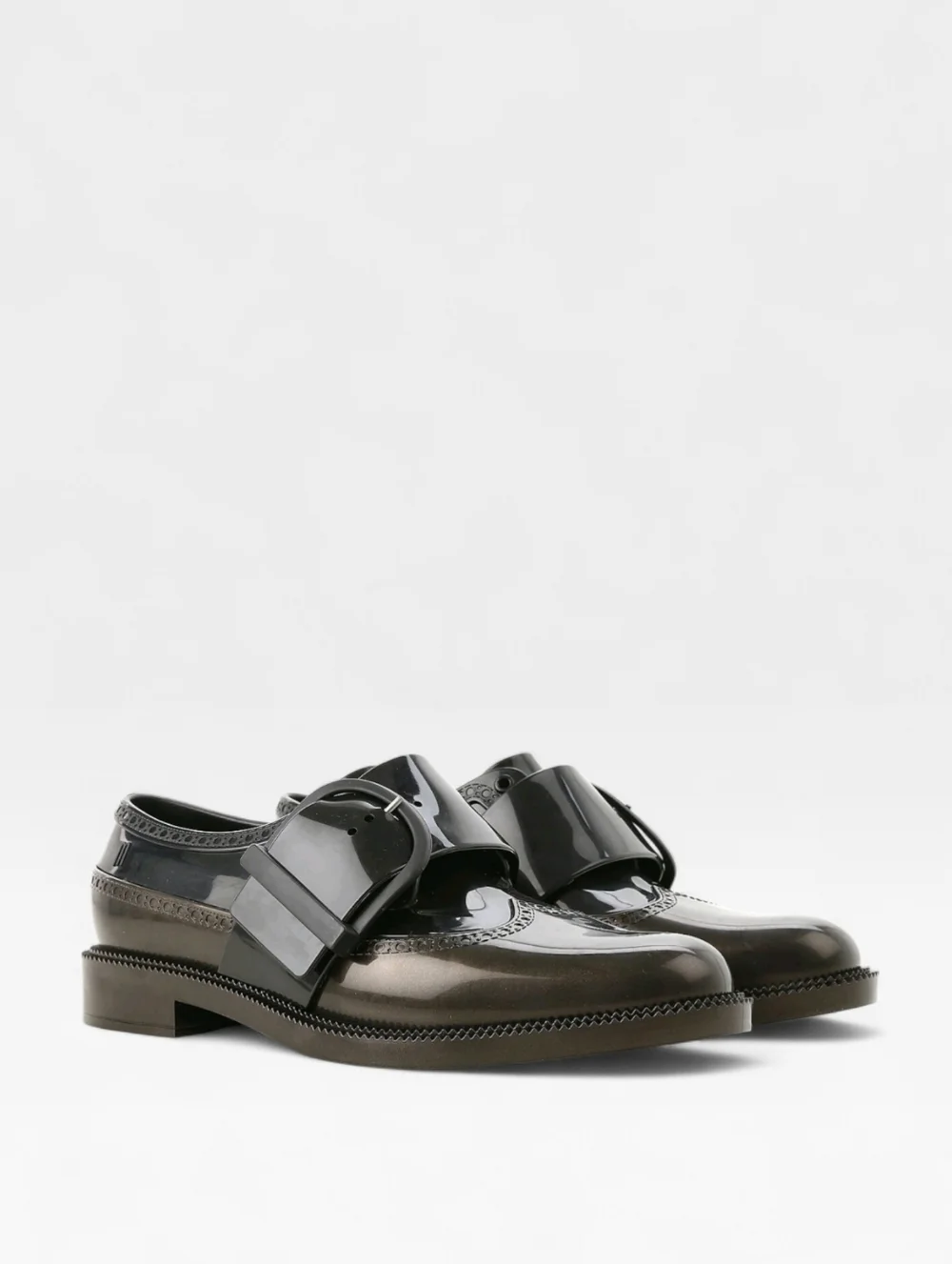 MELISSA Dama Classic Jelly Brogues Loafers Shoes 8 Black Bronze Made In Brazil - Picture 14 of 15